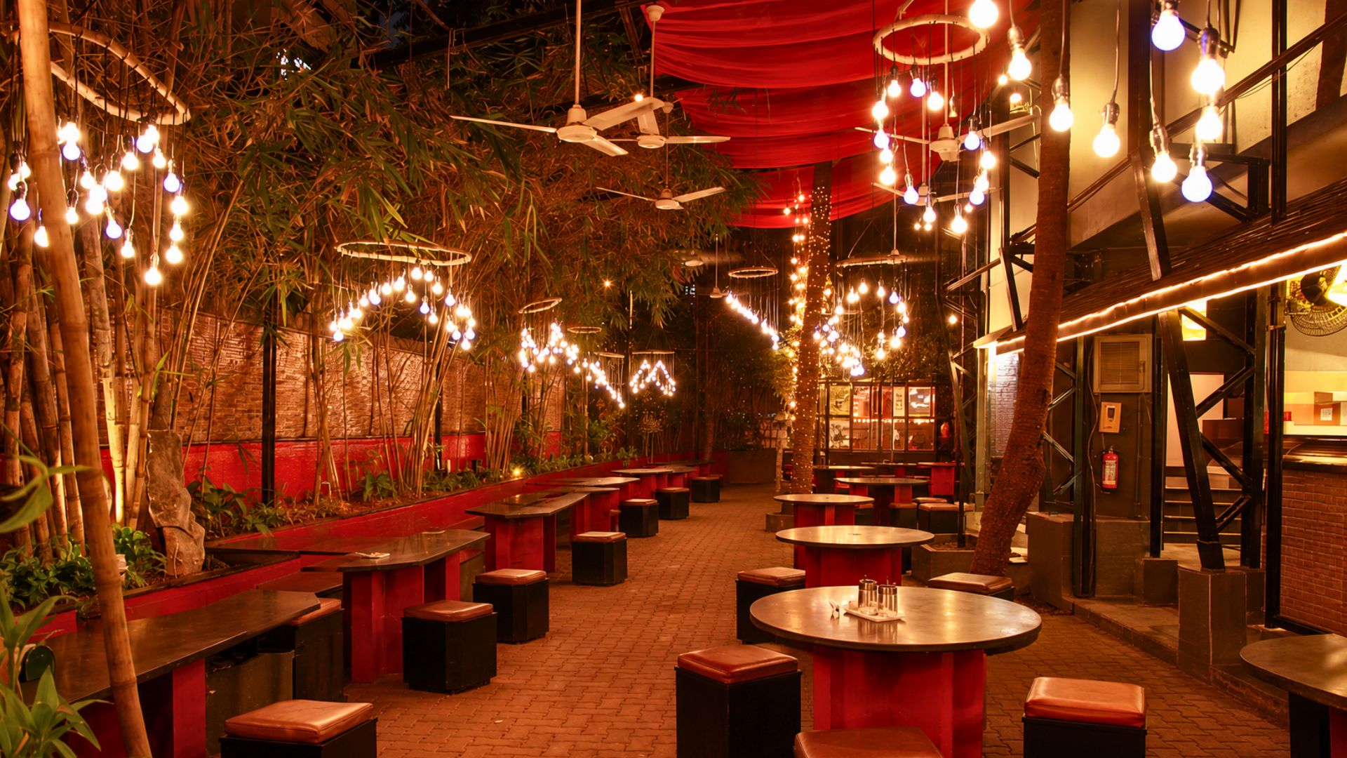 Warm restaurant lighting creating a cozy atmosphere